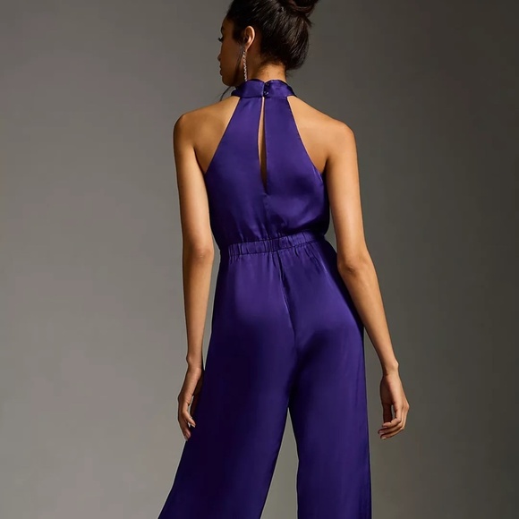 NWT Anthropologie Dolan Halter Neck Purple Jumpsuit Large - Picture 3 of 5